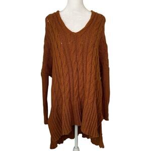 Free People orange chunky knit oversize sweater size S